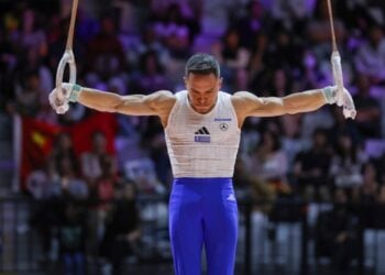 Ο Λευτέρης Πετρούνιας στον τελικό του Παγκόσμιου Πρωταθλήματος της Ινδονησίας, 24 Οκτωβρίου 2025 (φωτ.: EPA / Mast Irham)