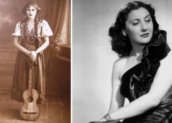 Αριστερά, η πρώτη καλλιτεχνική φωτογραφία της Σοφίας Βέμπο το 1933 και δεξιά ένα μεταγενέστερο πορτραίτο της (φωτ.: facebook/Σοφία Βέμπο, η τραγουδίστρια της Νίκης)