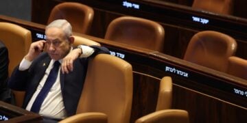 Ο πρωθυπουργός του Ισραήλ Μπενιαμίν Νετανιάχου στη διάρκεια συνεδρίασης στην Κνεσέτ, την ισραηλινή βουλή (φωτ.: EPA/Abir Sultan)