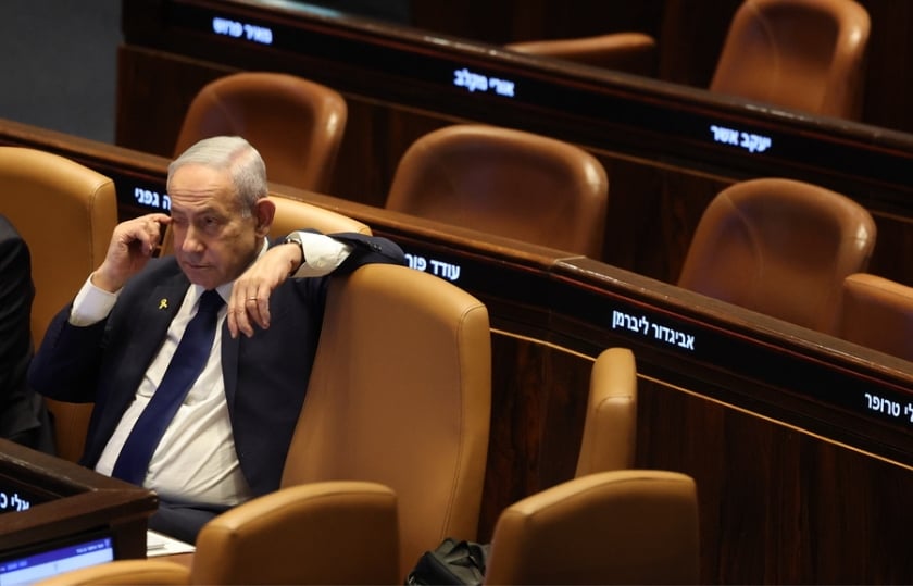 Ο πρωθυπουργός του Ισραήλ Μπενιαμίν Νετανιάχου στη διάρκεια συνεδρίασης στην Κνεσέτ, την ισραηλινή βουλή (φωτ.: EPA/Abir Sultan)