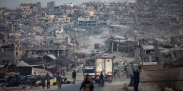 Εικόνα από το προσφυγικό καταυλισμό Khan Yunis, στα νότια της Λωρίδας της Γάζας (φωτ.: EPA/HAITHAM IMAD)