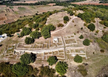 Αεροφωτογραφία του αρχαιολογικού χώρου του Ευρωπού (φωτ.: ΕΦΑ Κιλκίς)