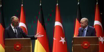 Συνέντευξη Τύπου μετά τη συνάντηση Ερντογάν-Μερτς στην Άγκυρα, 30 Οκτωβρίου 2025 (φωτ.: EPA / Necati Savas)