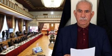 Αριστερά η τουρκική Εθνοσυνέλευση και δεξιά ο Αμπντουλάχ Οτζαλάν (φωτ.: rudaw.net)