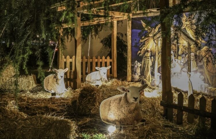 Φάτνη στην αυλή του Επισκοπείου Κατερίνης (φωτ.: facebook/Μητρόπολη Κίτρους, Κατερίνης και Πλαταμώνος)