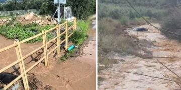 Πλημμυρισμένα ρέματα στους Μολάους Λακωνίας (φωτ.: facebook/Mike Karounis/George Kanellopoulos)