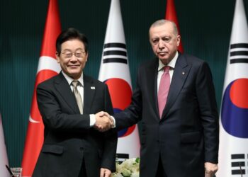 Ο πρόεδρος της Νότιας Κορέας Λι Τζάε Μιούνγκ με τον πρόεδρο της Τουρκίας Ρετζέπ Ταγίπ Ερντογάν (φωτ.: Χ/Recep Tayyip Erdoğan)