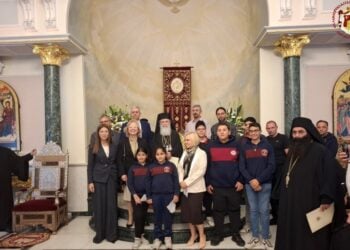 Η Σοφία Ζαχαράκη κατά την επίσκεψή της στο Πατριαρχείο Ιεροσολύμων (φωτ.: Πατριαρχείο Ιεροσολύμων)