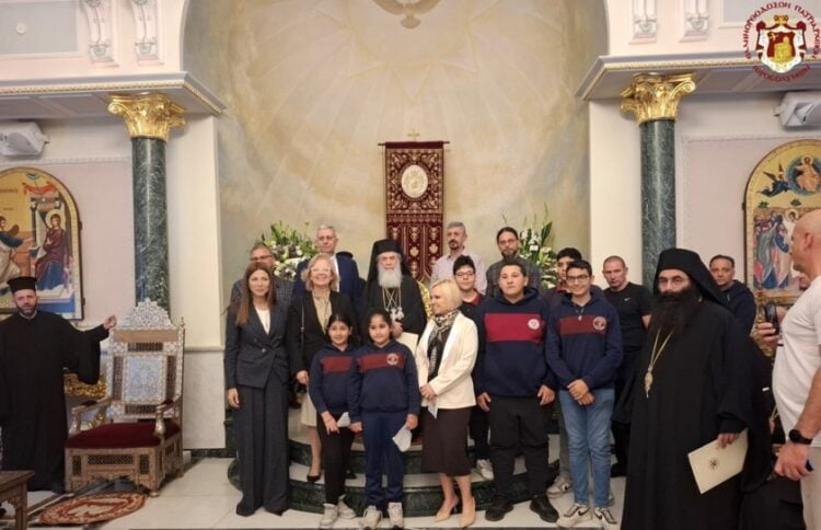 Η Σοφία Ζαχαράκη κατά την επίσκεψή της στο Πατριαρχείο Ιεροσολύμων (φωτ.: Πατριαρχείο Ιεροσολύμων)