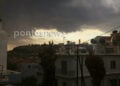 Η κακοκαιρία πάνω από την πόλη της Μυτιλήνης (φωτ.: pontosnews.gr)