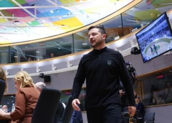 Ο Βολοντίμιρ Ζελένσκι στη διάρκεια παλιότερου ευρωπαϊκού συμβουλίου (φωτ.: Pool Photo/Ευρωπαϊκή Ένωση)