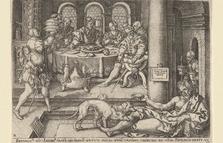 Ο Λάζαρος στην πύλη του πλουσίου, διά χειρός Heinrich Aldegrever (πηγή: Metropolitan Museum of Art / commons.wikimedia.org)