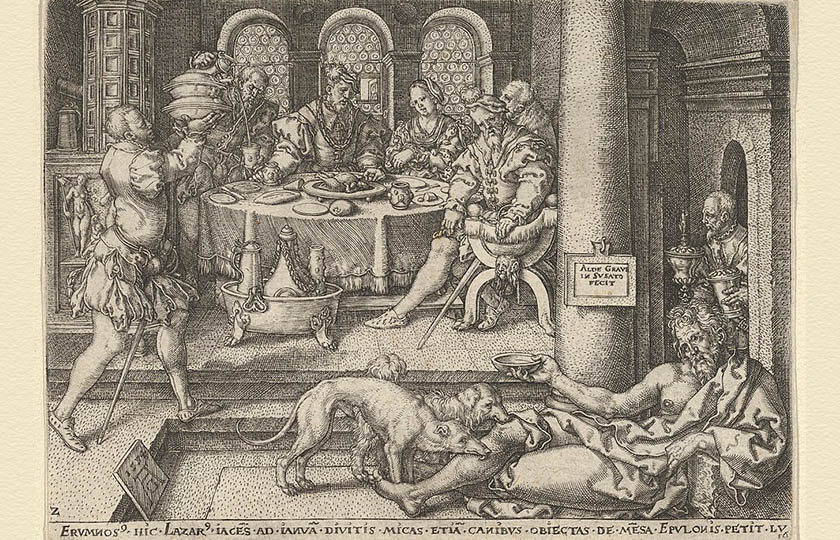 Ο Λάζαρος στην πύλη του πλουσίου, διά χειρός Heinrich Aldegrever (πηγή: Metropolitan Museum of Art / commons.wikimedia.org)