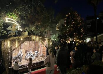 Η φάτνη και το δέντρο της ελληνικής κοινότητας στο Μεγάλο Ρεύμα (φωτ.: Facebook / Giannis Demirtzoglou)