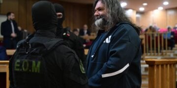 Ο Γιάννης Λαγός στη δίκη της «Χρυσής Αυγής» στο Πενταμελές Εφετείο Κακουργημάτων (φωτ.: EUROKINISSI/Τατιάνα Μπόλαρη)