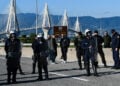 MAT μπλοκάρουν την πρόσβαση στη Γέφυρα Ρίου-Αντιρρίου, Τετάρτη 10 Δεκεμβρίου 2025 (φωτ.: EUROKINISSI)