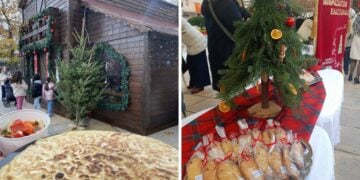 Αριστερά το περέκ και δεξιά τα αετουδάκια που γεύτηκαν οι κάτοικοι και οι επισκέπτες της Ελασσόνας (φωτ.: facebook/Αστερία Ναλπαντίδου/Σύλλογος Μικρασιατών του Δήμου Ελασσόνας)