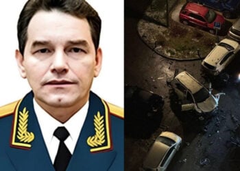 Δεξιά το αυτοκίνητο του Φανίλ Σαρβάροφ και αριστερά ο παρασημοφορημένος Ρώσος υποστράτηγος (πηγή: Χ / UkraineWorld)