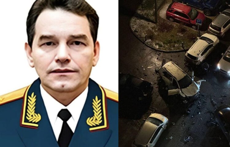 Δεξιά το αυτοκίνητο του Φανίλ Σαρβάροφ και αριστερά ο παρασημοφορημένος Ρώσος υποστράτηγος (πηγή: Χ / UkraineWorld)