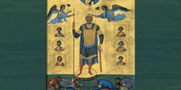 Αποκατεστημένο αντίγραφο μικρογραφίας από χειρόγραφο ψαλτήρι του 11ου αι. (πηγή: Wikipedia)