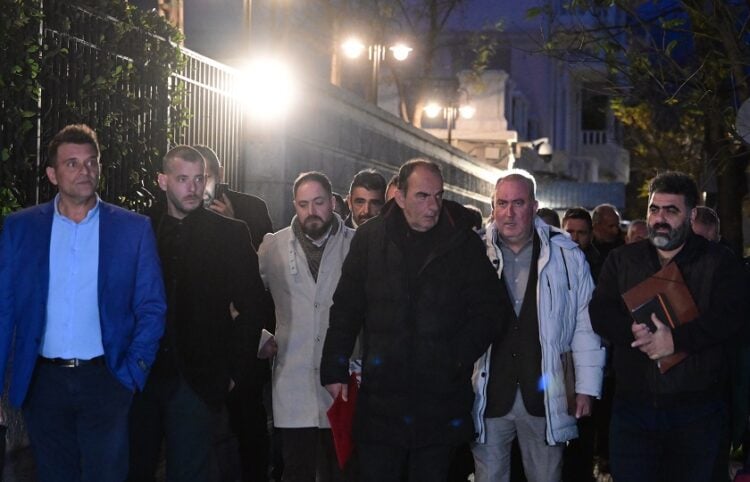 Στιγμιότυπο από τη συνάντηση του πρωθυπουργού Κυριάκου Μητσοτάκη με εκπροσώπους αγροτών και κτηνοτρόφων, στο Μέγαρο Μαξίμου, τη Δευτέρα 19 Ιανουαρίου 2026. (Τατιάνα Μπόλαρη/EUROKINISSI)