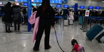 Στιγμιότυπο από τον Διεθνή Αερολιμένα Αθηνών «Ελευθέριος Βενιζέλος», την Κυριακή 4 Ιανουαρίου 2026, όταν καθηλώθηκαν τα αεροπλάνα σε όλα τα ελληνικά αεροδρόμια (φωτ.: Τατιάνα Μπόλαρη/ EUROKINISSI)