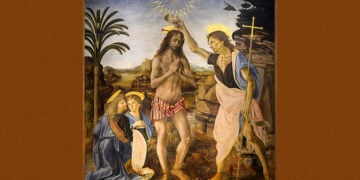 Η βάπτιση του Ιησού σε έργο των Andrea del Verrocchio και Leonardo da Vinci (πηγή: commons.wikimedia.org)