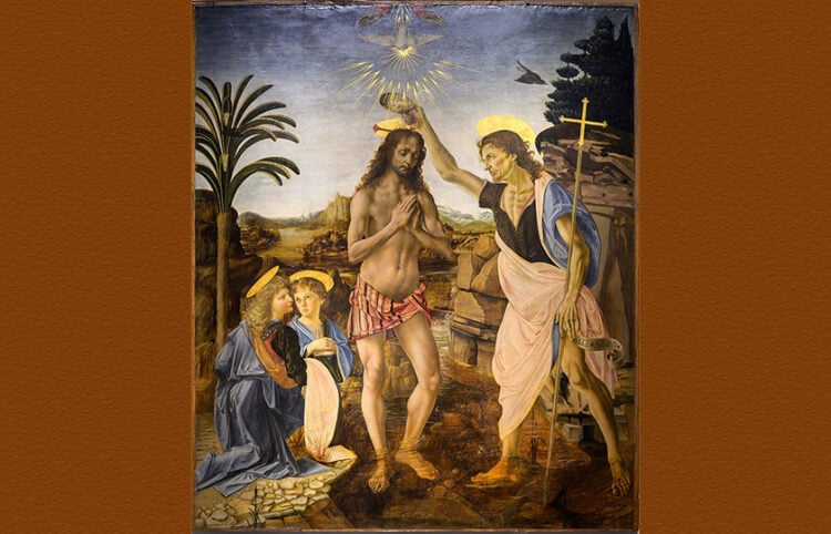 Η βάπτιση του Ιησού σε έργο των Andrea del Verrocchio και Leonardo da Vinci (πηγή: commons.wikimedia.org)