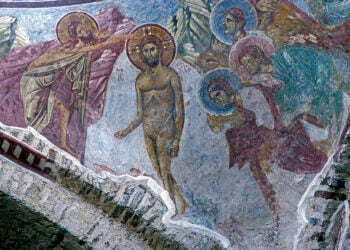 Η βάπτιση του Ιησού – Τοιχογραφία στην Αγία Σοφία της Τραπεζούντας (πηγή: Dosseman /commons.wikimedia.org)