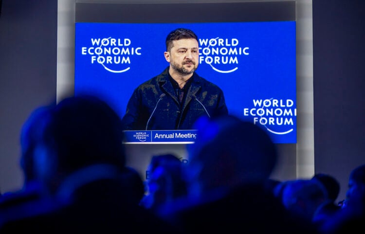 Ομιλία του Βολοντίμιρ Ζελένσκι στο Παγκόσμιο Οικονομικό Φόρουμ του Νταβός, Πέμπτη 22 Ιανουαρίου 2026 (φωτ.: EPA / Gian Ehrenzeller)