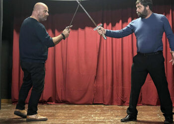 Στιγμιότυπο από τις πρόβες (φωτ.: Ροζαλία Ελευθεριάδου)