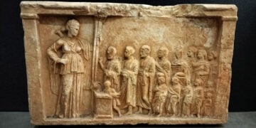 Αττικό μαρμάρινο αναθηματικό ανάγλυφο του β' μισού 4ου αι π.Χ. (φωτ.: ΥΠΠΟ)