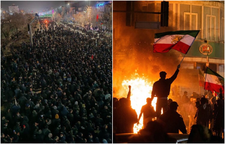 Δύο φωτογραφίες που σύμφωνα με αναφορές στα social media είναι αυθεντικές και από το Ιράν (πηγή: Χ)