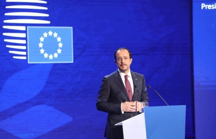 Ο Νίκος Χριστοδουλίδης κατά την τελετή ανάληψης της ευρωπαϊκής προεδρίας από την Κύπρο (φωτ.: facebook/Νίκος Χριστοδουλίδης - Nikos Christodoulides)