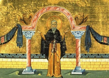 Άγιος Θεοδόσιος ο Κοινοβιάρχης (μικρογραφία στο Μηνολόγιο του Βασιλείου Β' – πηγή: immorfou.org.cy)