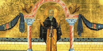 Άγιος Θεοδόσιος ο Κοινοβιάρχης (μικρογραφία στο Μηνολόγιο του Βασιλείου Β' – πηγή: immorfou.org.cy)