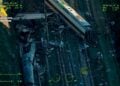 Εικόνα από drone της ισπανικής πολιτικής προστασίας δείχνει τα συντρίμμια των δύο τρένων (φωτ.: ΕΡΑ/Πολιτική Προστασία της Ισπανίας)