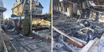 Τα συντρίμμια του εστιατορίου στη Χερσώνα όπου σκοτώθηκαν 27 άνθρωποι (φωτ.: ΕΡΑ/Κυβερνείο Χερσώνας)