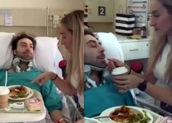 Ο Γιάννης Βιδινιώτης δέχεται τη φροντίδα της ξαδέλφης του, Αριστέας στο νοσοκομείο (φωτ.: glomex)