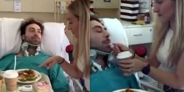 Ο Γιάννης Βιδινιώτης δέχεται τη φροντίδα της ξαδέλφης του, Αριστέας στο νοσοκομείο (φωτ.: glomex)