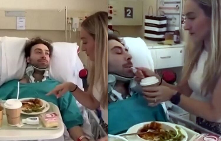 Ο Γιάννης Βιδινιώτης δέχεται τη φροντίδα της ξαδέλφης του, Αριστέας στο νοσοκομείο (φωτ.: glomex)