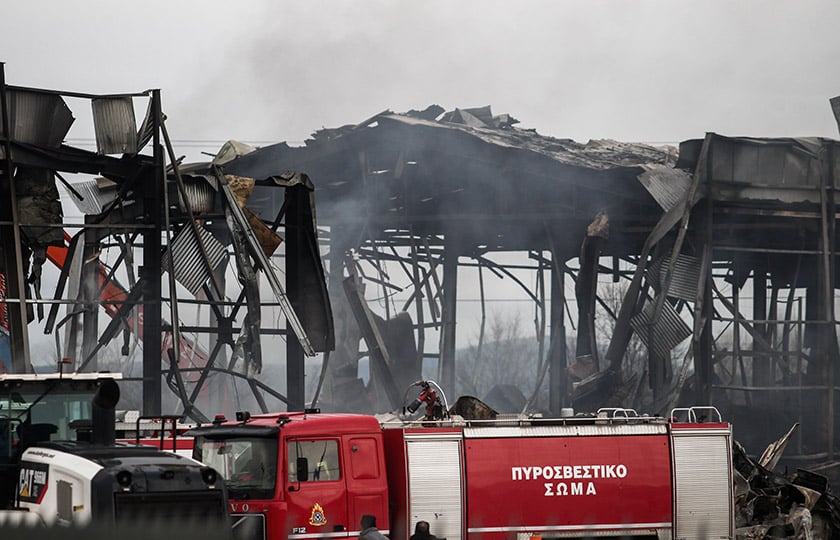 Η επόμενη ημέρα της πυρκαγιάς στην βιομηχανία μπισκότων «Βιολάντα» στα Τρίκαλα, Τρίτη 27 Ιανουαρίου 2026 (φωτ.: EUROKINISSI / Θανάσης Καλλιάρας)