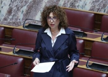 Η Ελένη Καραγεωργοπούλου σε συζήτηση επίκαιρης ερώτησης στην Ολομέλεια της Βουλής, τον περασμένο Οκτώβριο (φωτ.: Σωτήρης Δημητρόπουλος/EUROKINISSI)