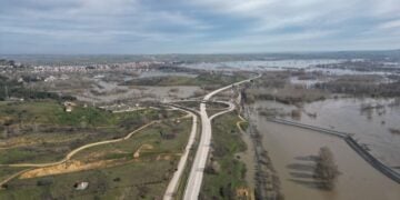 Φωτογραφία τραβηγμένη με drone που εικονίζει πλημμυρισμένη έκταση σε περιοχή του Έβρου, την Τρίτη 24 Φεβρουαρίου 2026 (φωτ.: ΑΠΕ-ΜΠΕ/Δημήτρης Αλεξούδης)