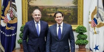 Εικόνα από τη συνάντηση ΥΠΕΞ Γιώργου Γεραπετρίτη με τον ΥΠΕΞ των ΗΠΑ Marco Rubio στον Λευκό Οίκο (φωτ.: U.S. Department of State
@StateDept)