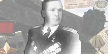 Στο μέσο ο Πόντιος ήρωας Φώτης Κοτάνοφ, με τα μετάλλιά του (εικ.: Γεωργία Βορύλλα)