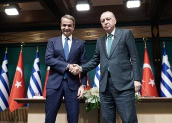 Εικόνα από τη συνάντηση του Κυριάκου Μητσοτάκη με τον Ρετζέπ Ταγίπ Ερντογάν στην Άγκυρα, όπου πραγματοποιήθηκε η 6η Σύνοδος του Ανώτατου Συμβουλίου Συνεργασίας Ελλάδας-Τουρκίας (φωτ.: Δημήτρης Παπαμήτσος/Γρ. Τύπου Πρωθυπουργού/EUROKINISSI)