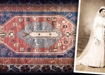 Το ζεύγος Όλγας και Νικόλαου Σιταρίδη με φόντο το περσικό χαλί τους
(φωτ.: Άκης Χαμαμτζόγλου/ εικ.: Αλεξία Ιωαννίδου)