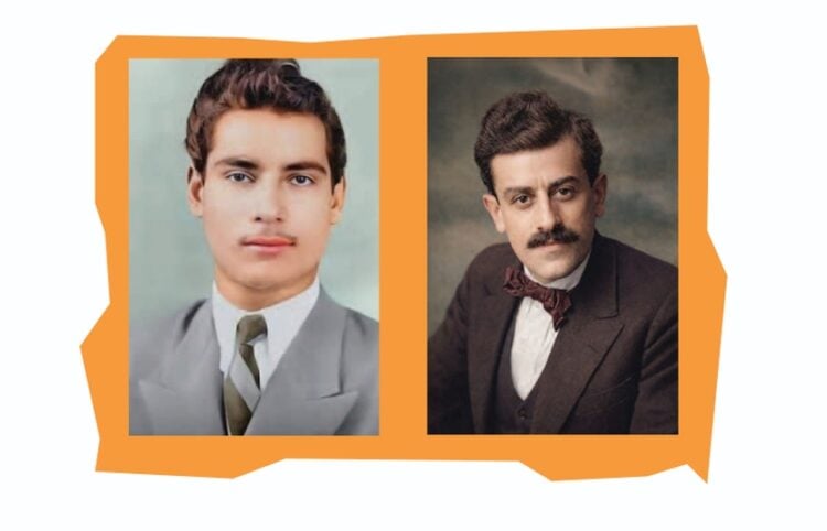 Από αριστερά, ο Ευαγόρας Παλληκαρίδης και ο Νίκος Καπετανίδης, σε επιχρωματισμένες φωτογραφίες τους, από την αφίσα της εκδήλωσης