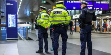 Γερμανοί αστυνομικοί στον κεντρικό σιδηροδρομικό σταθμό του Βερολίνου (φωτ.: EPA / Hannibal Hanschke)